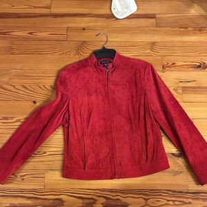 Valerie Stevens Red Bomber Suede Jacket